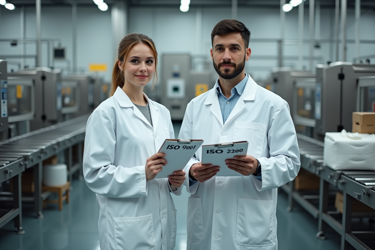 Jeune responsable qualité et auditeur en usine alimentaire