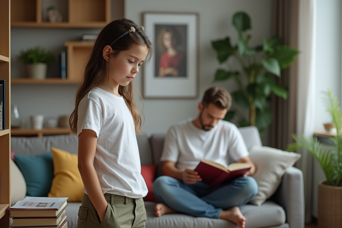 Fille de 16 ans rangeant des livres dans un salon urbain