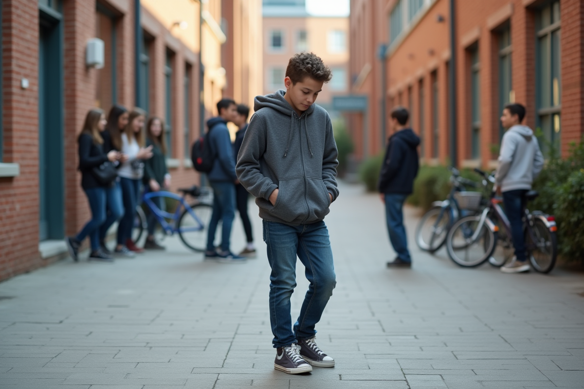 Adolescent seul dans la cour d